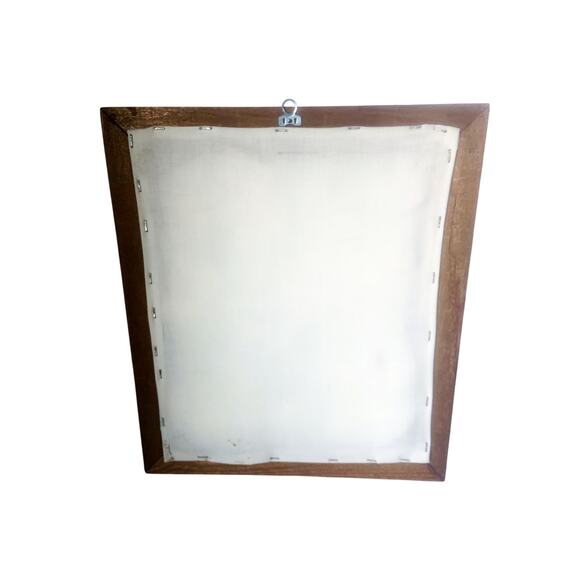 Vintage Hook Loop 2 Birds on a Branch Rug Piece Wood Frame Wall Hanging - Picture 5 of 5